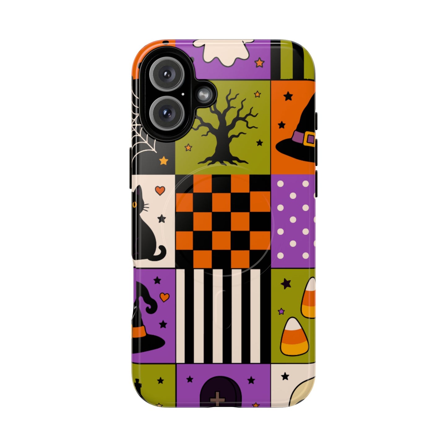 Protective Magnetic Phone Case – Spooky Patchwork