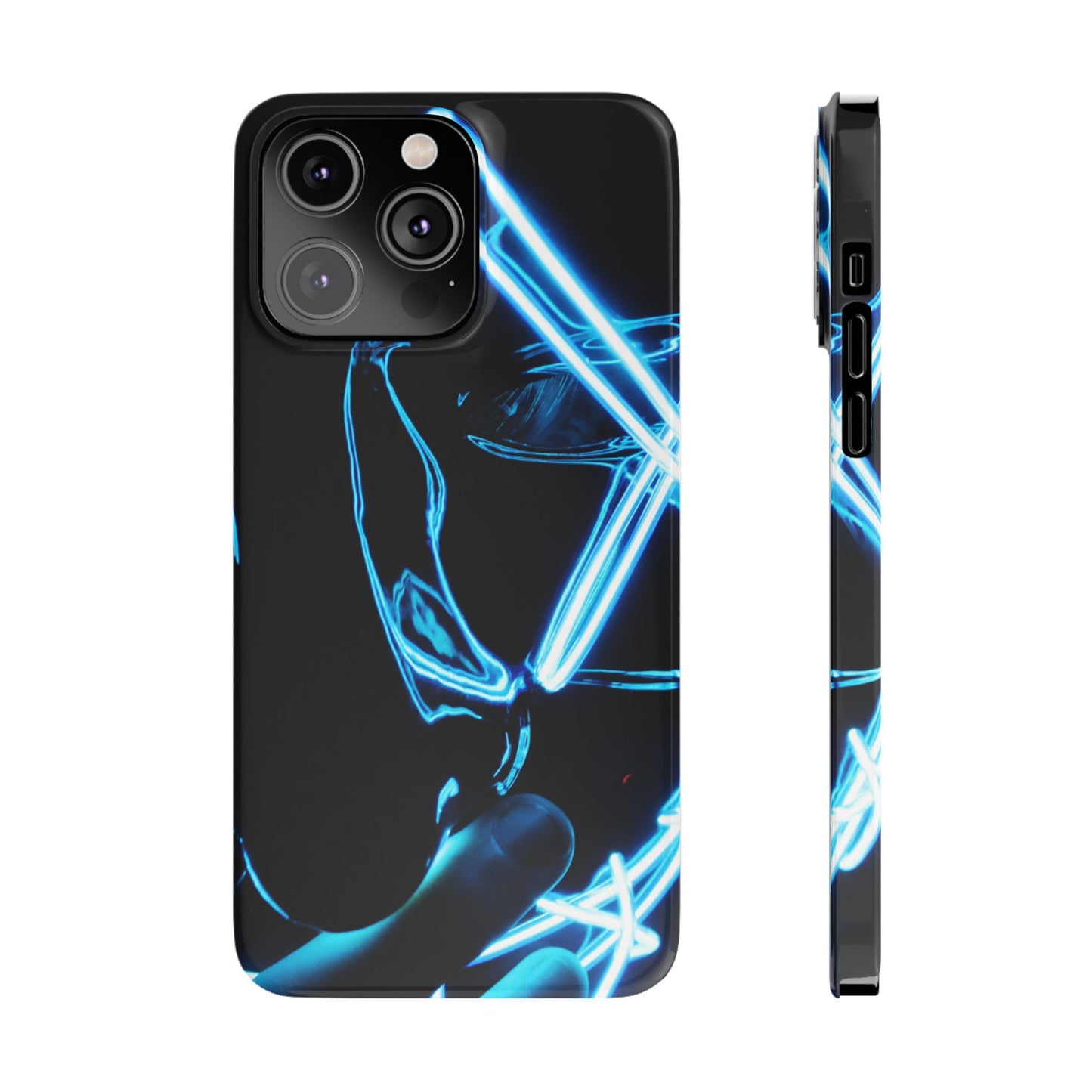 Neon Boba Slim Phone Case – Blue LED Tea Art