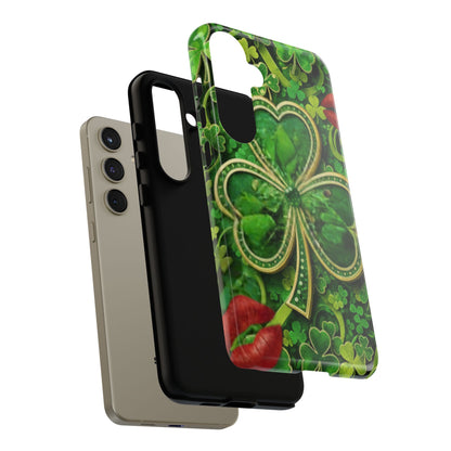 Tough Phone Case – Dual-Layer Protection with Shamrock Print