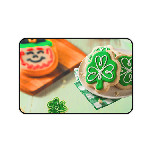 Neoprene Desk Mat – Shamrock Cookie St. Patrick’s Day Design