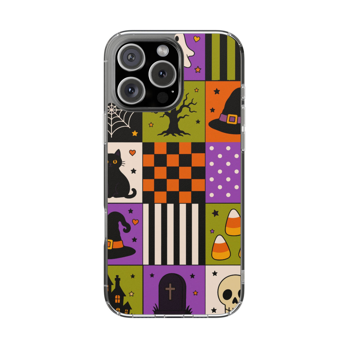 Clear Magnetic Phone Case – Spooky Patchwork
