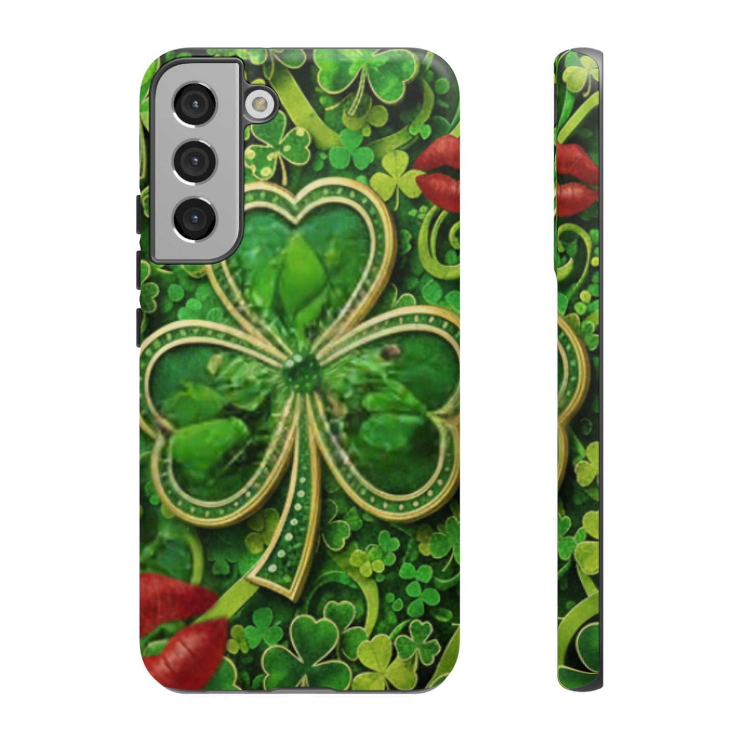 Tough Phone Case – Dual-Layer Protection with Shamrock Print