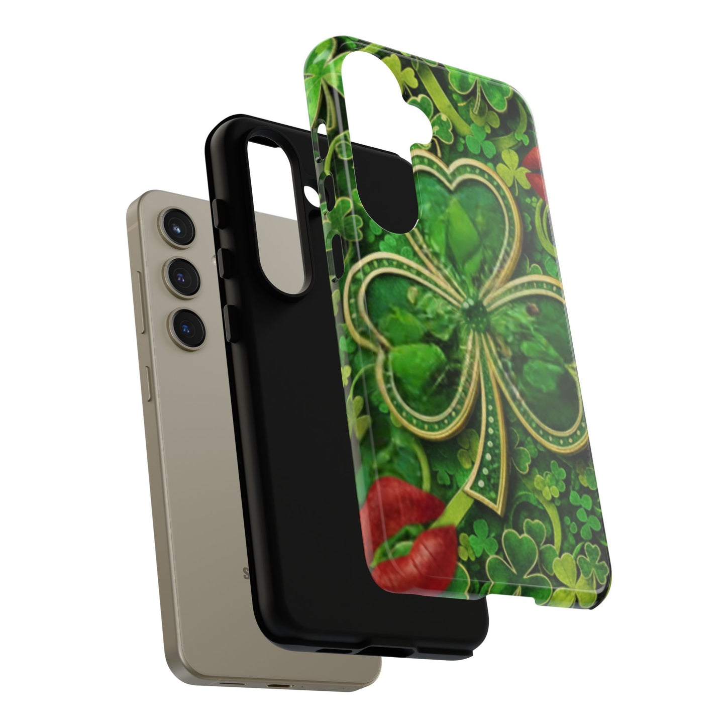 Tough Phone Case – Dual-Layer Protection with Shamrock Print