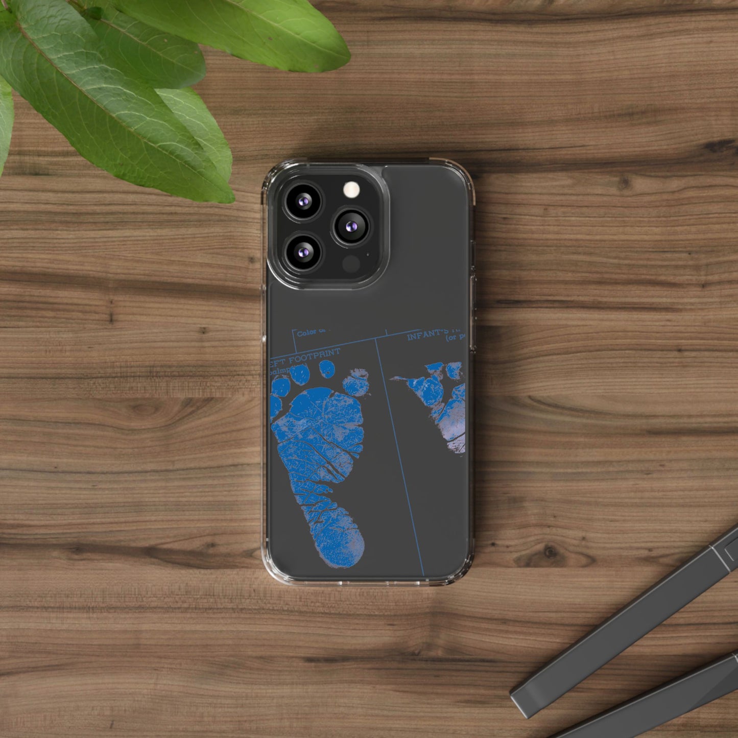 Clear Phone Case – Mom’s Little Blue Footprints