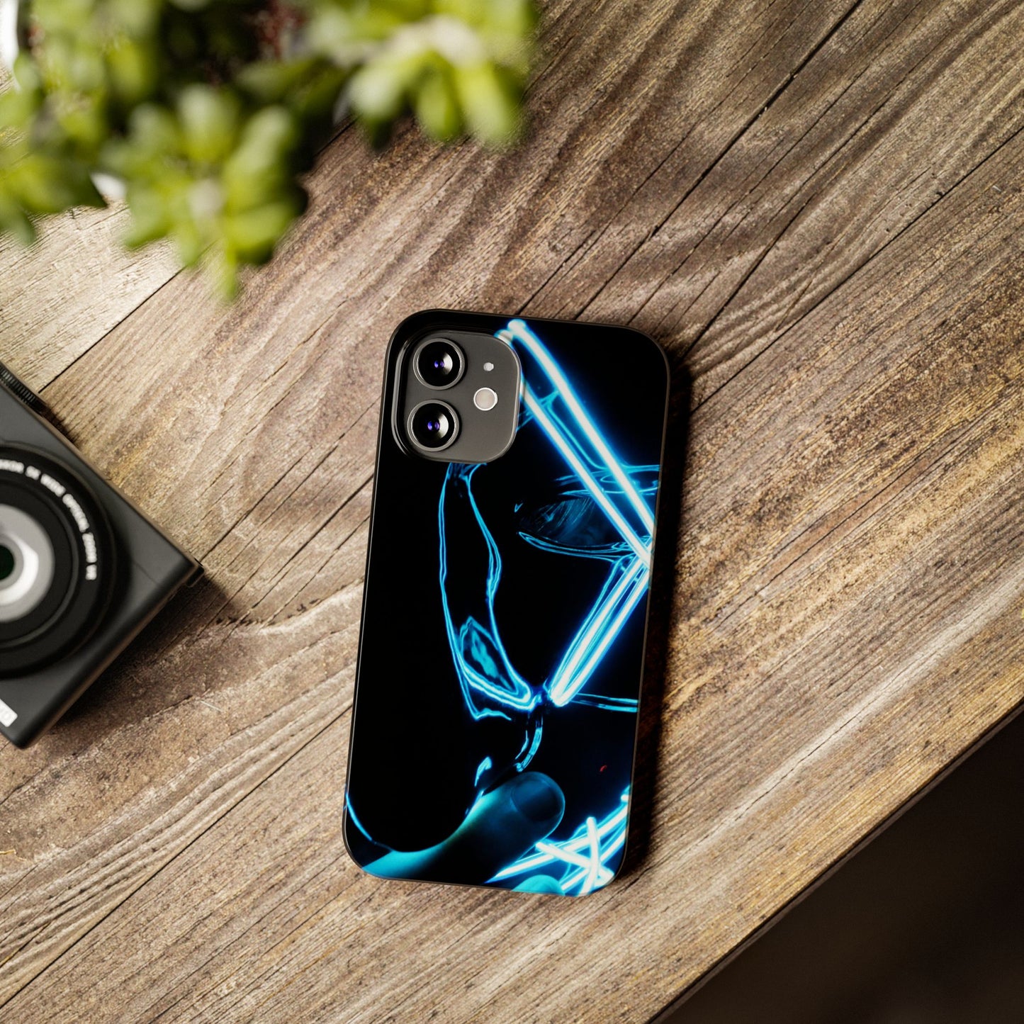 Neon Boba Slim Phone Case – Blue LED Tea Art