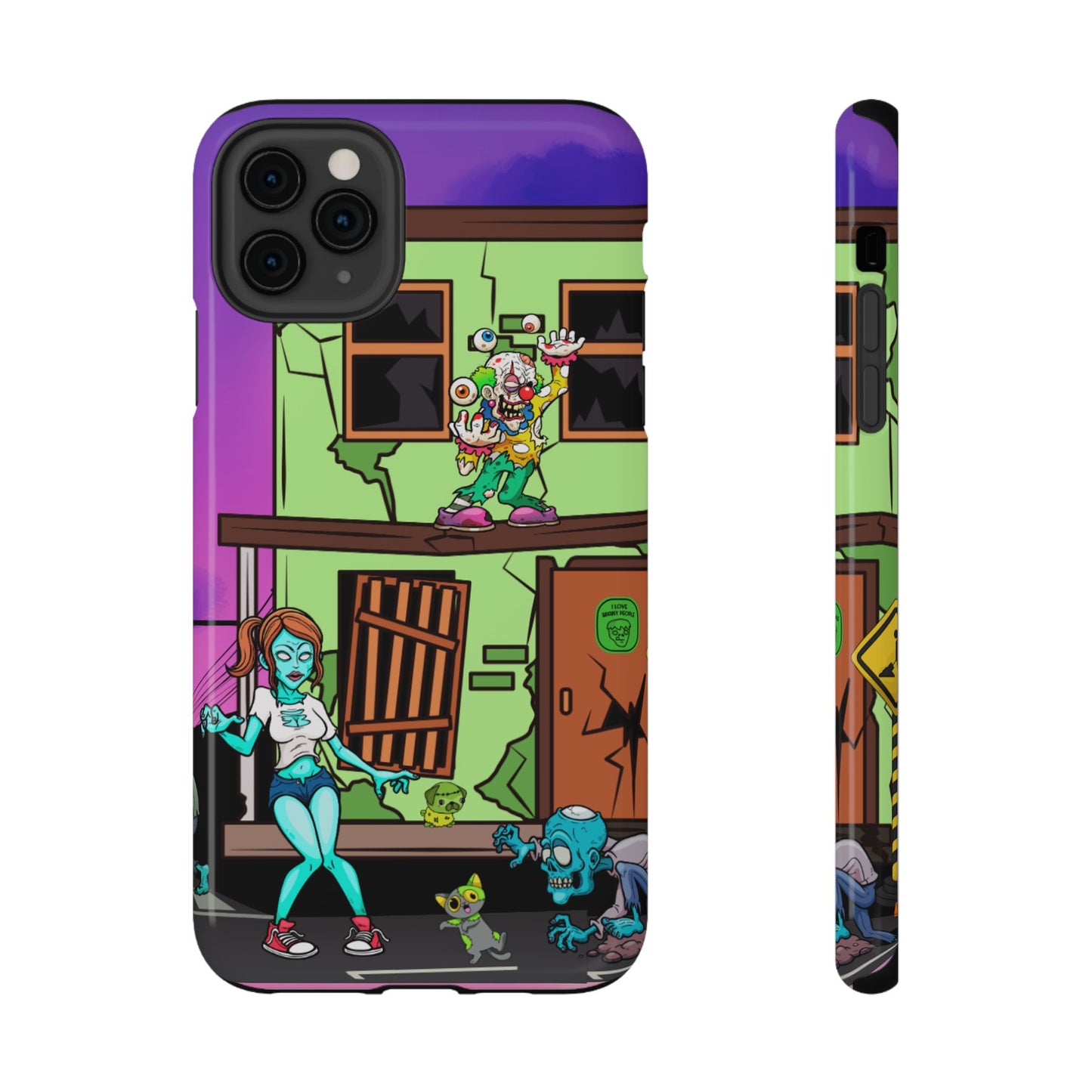 Zombie Arcade Phone Case — Colorful Cartoon Horror Impact-Resistant iPhone Cover