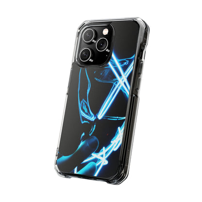 Clear Magnetic Phone Case — Blue Neon Light Design
