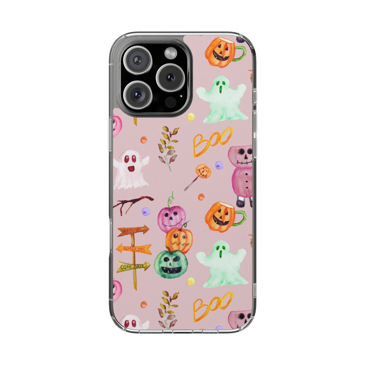 Clear Magnetic Phone Case – Spooky Doodles – Compatible with iPhone 13–16 Series