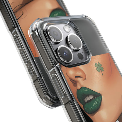 Clear Magnetic Phone Case – Slim Protection with “Kiss Me I’m Irish” Print