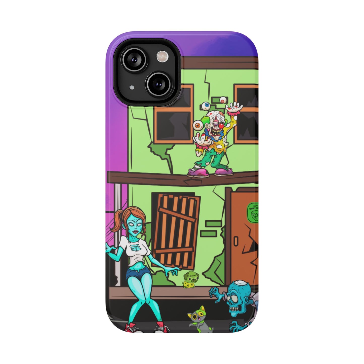 Zombie Arcade Phone Case — Colorful Cartoon Horror Impact-Resistant iPhone Cover