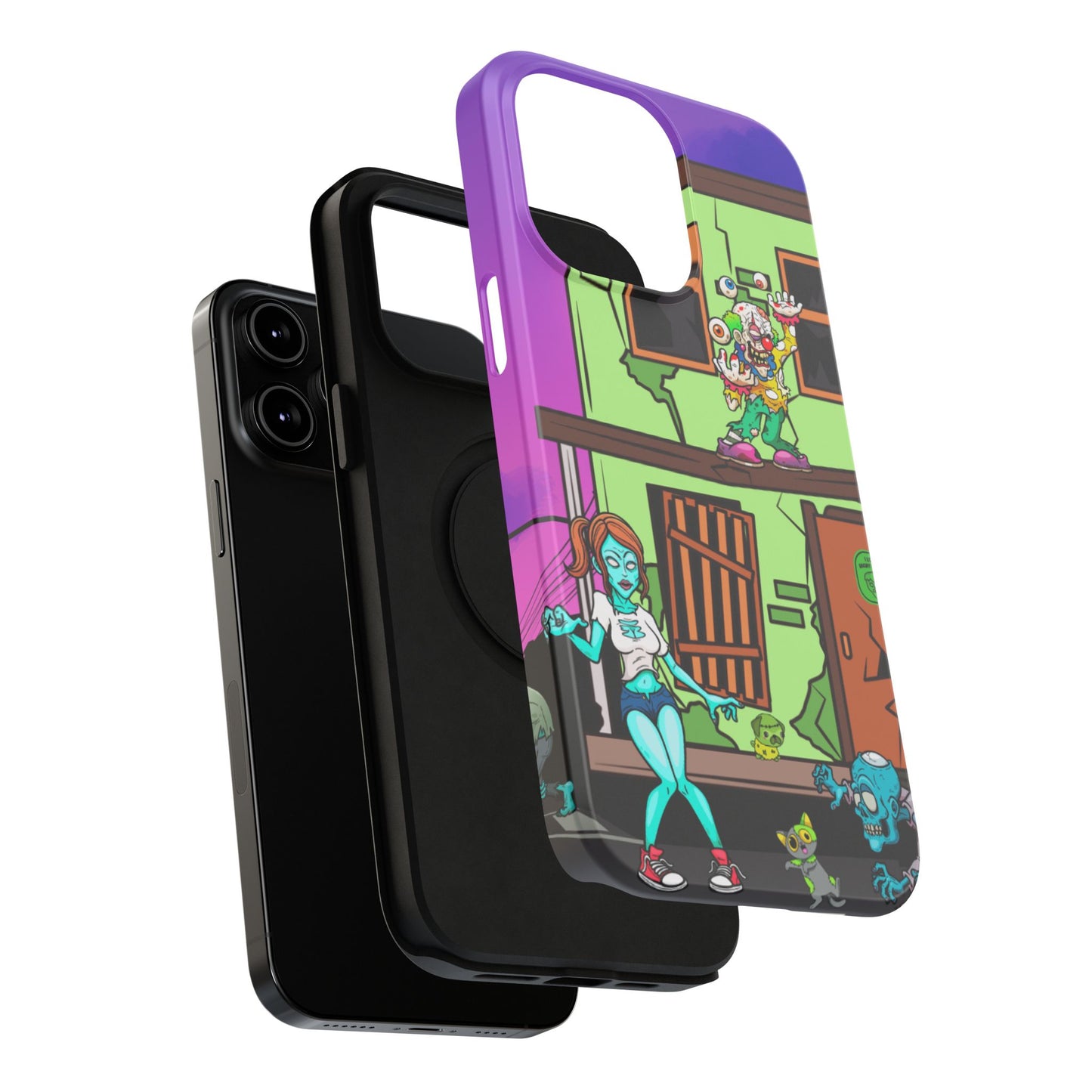 Zombie Arcade Phone Case — Colorful Cartoon Horror Impact-Resistant iPhone Cover