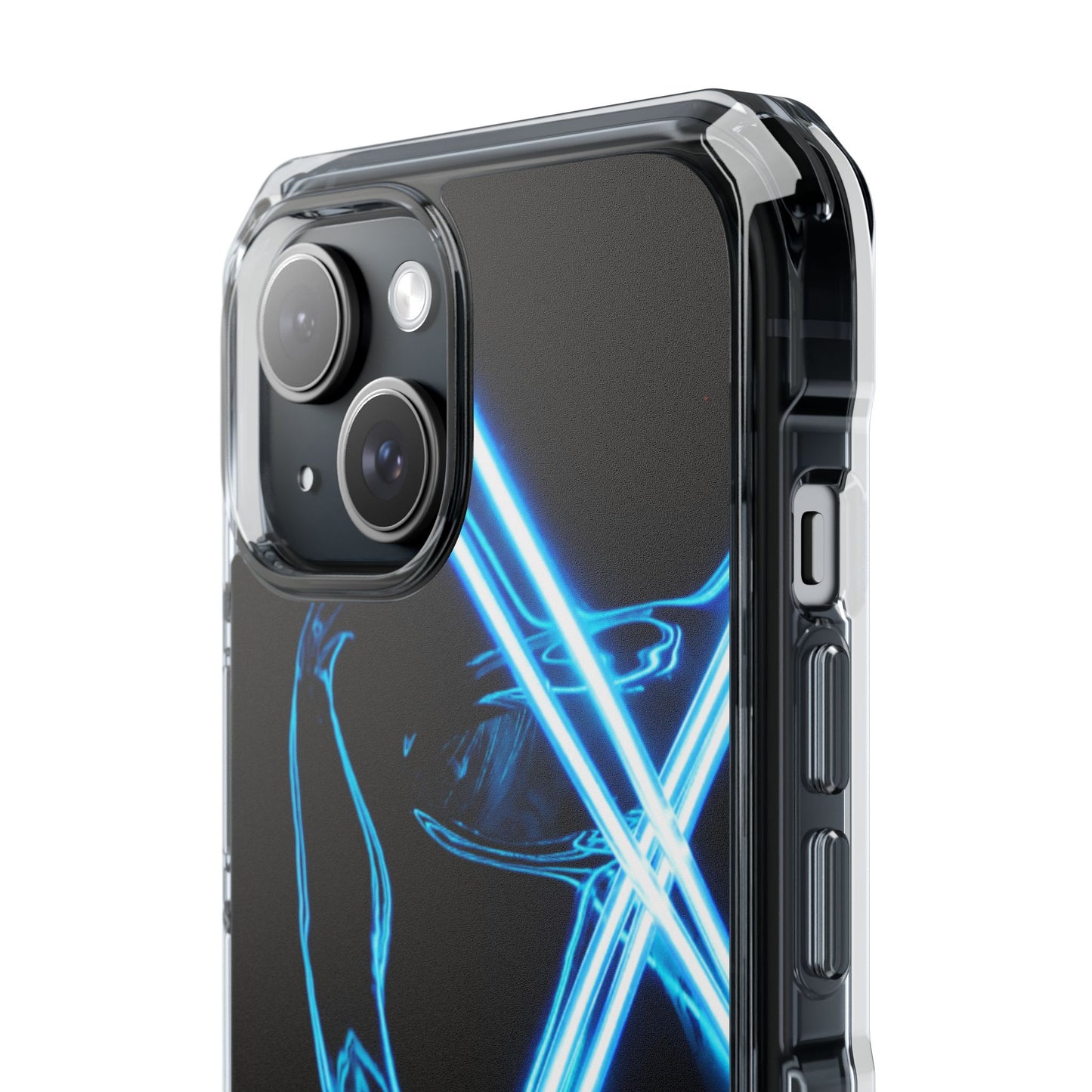 Clear Magnetic Phone Case — Blue Neon Light Design