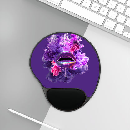 Ergonomic Mouse Pad with Wrist Rest – Purple Haze Lips