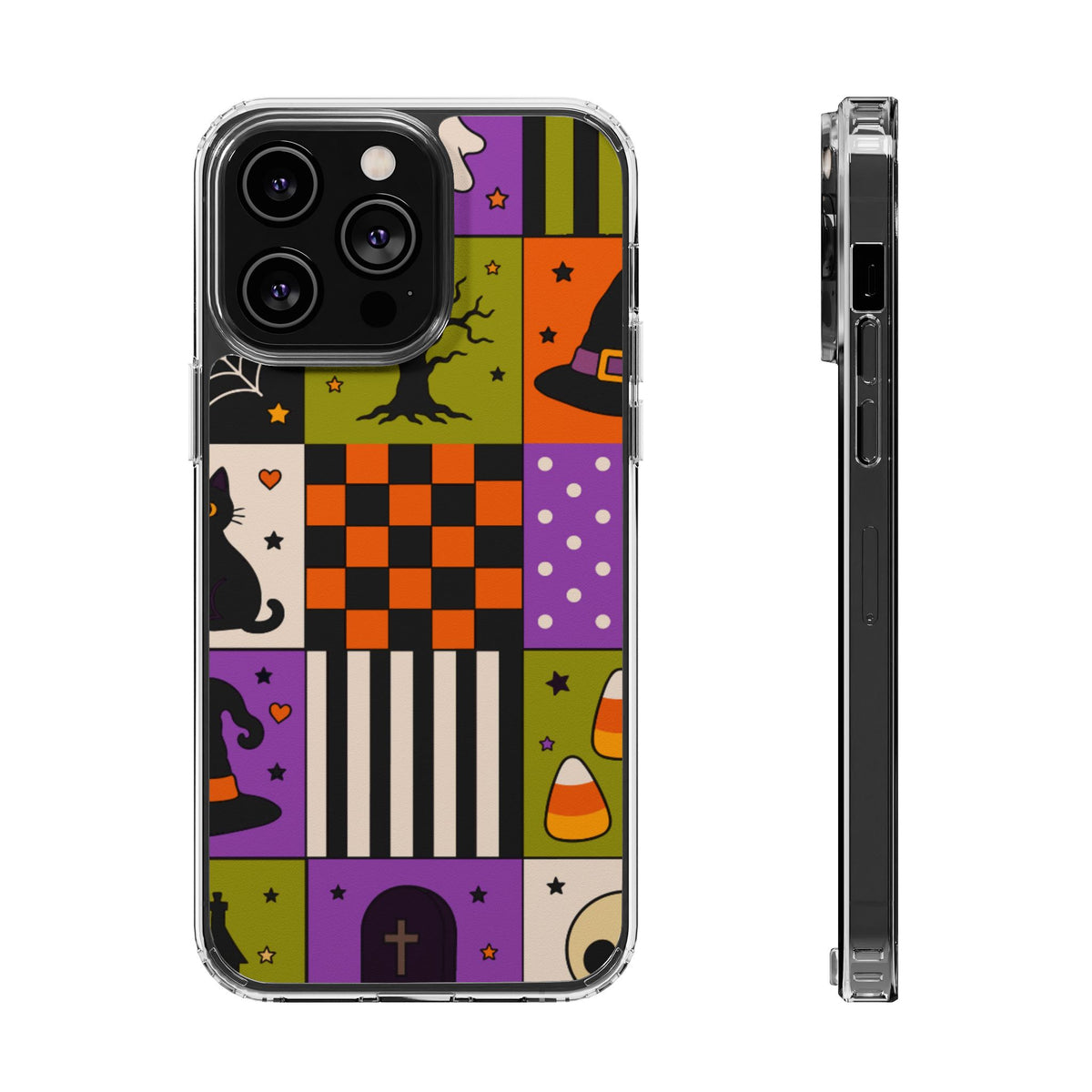 Clear Magnetic Phone Case – Spooky Patchwork