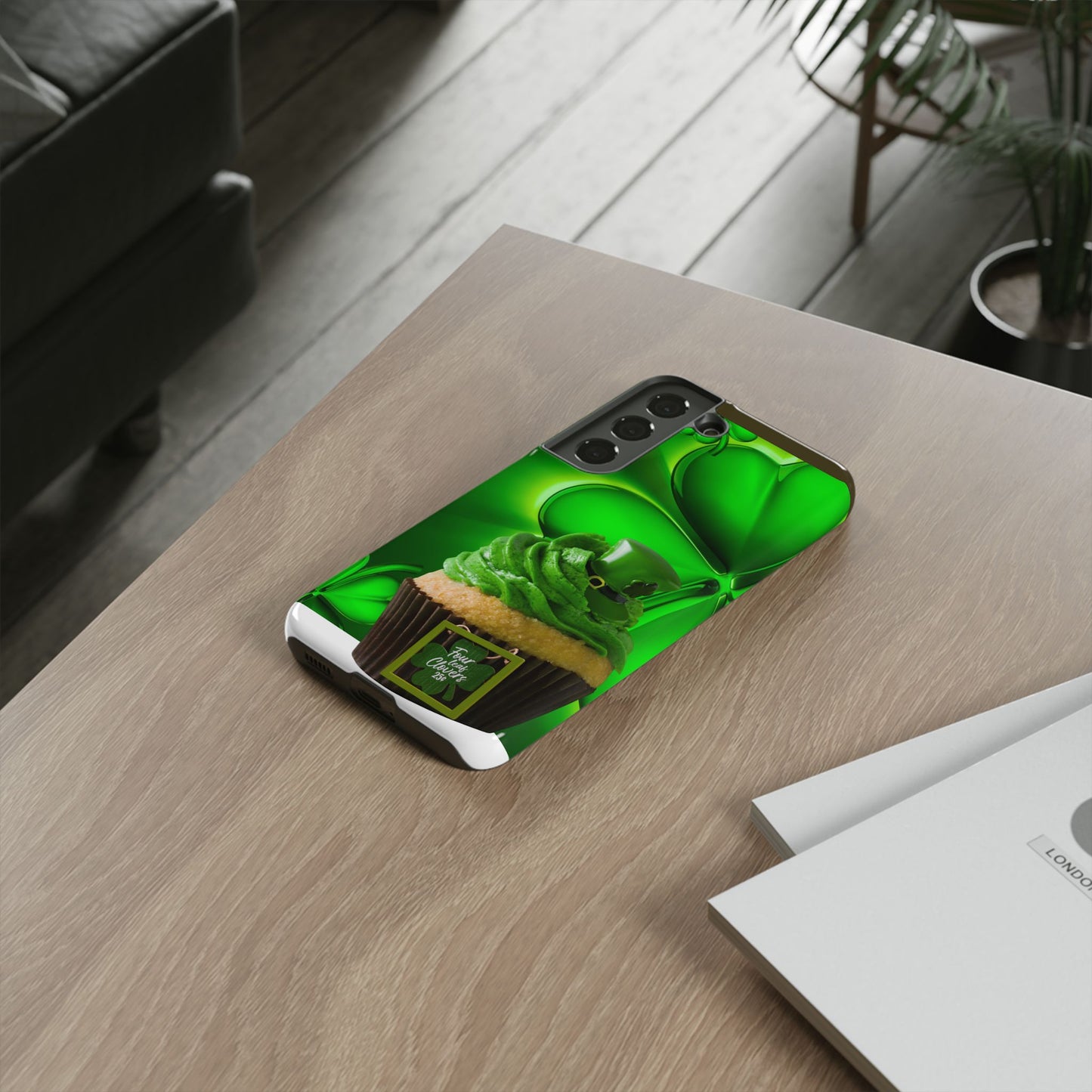 Protective Phone Case – Lucky Clover Cupcake St. Patrick’s Day Design