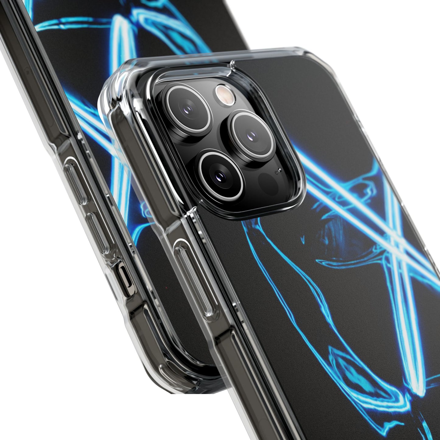 Clear Magnetic Phone Case — Blue Neon Light Design