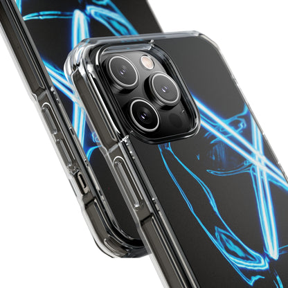 Clear Magnetic Phone Case — Blue Neon Light Design