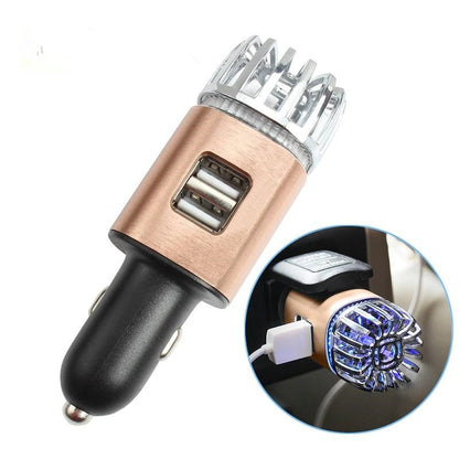 Car Air Purifier with Dual USB Charger – Ionic Freshener