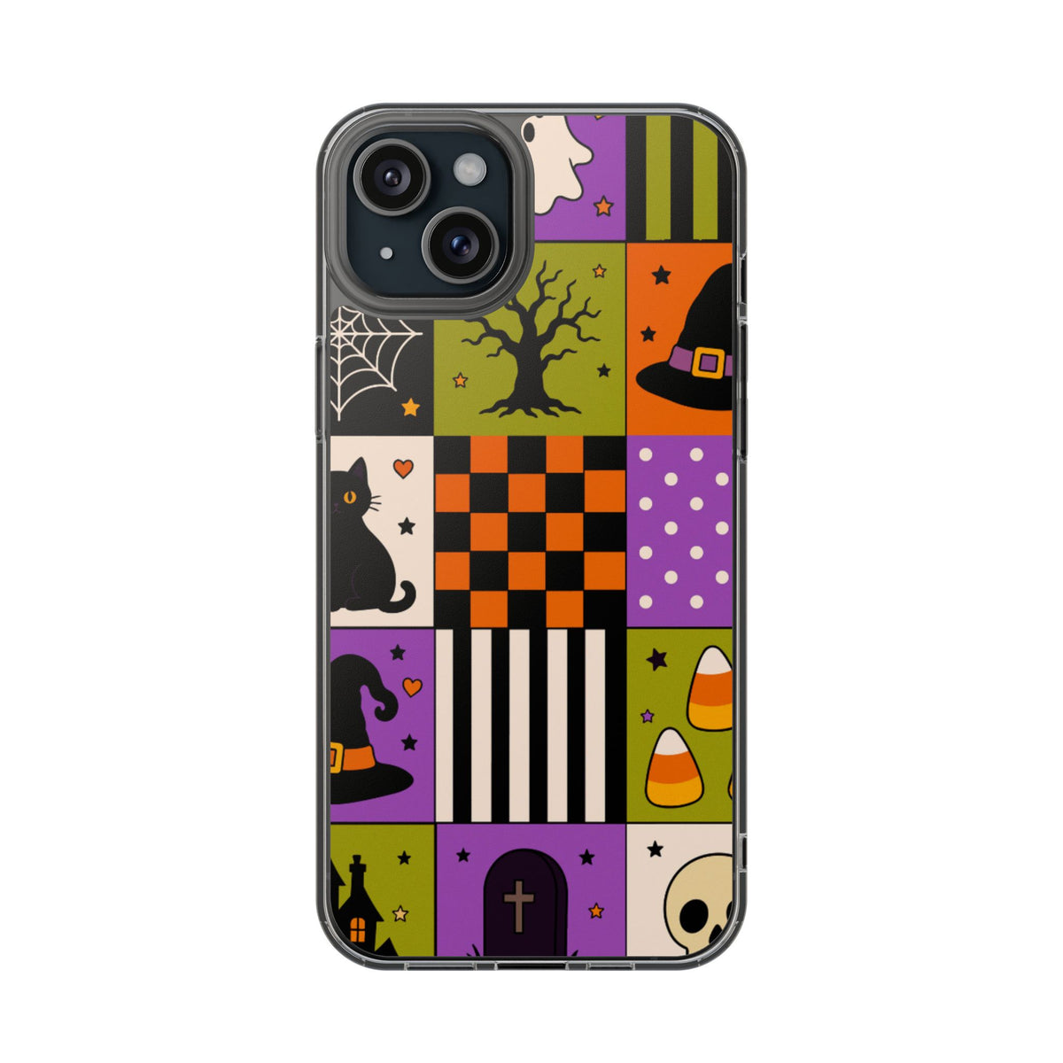 Clear Magnetic Phone Case – Spooky Patchwork