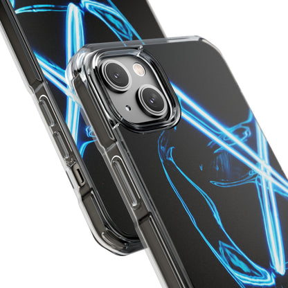 Clear Magnetic Phone Case — Blue Neon Light Design