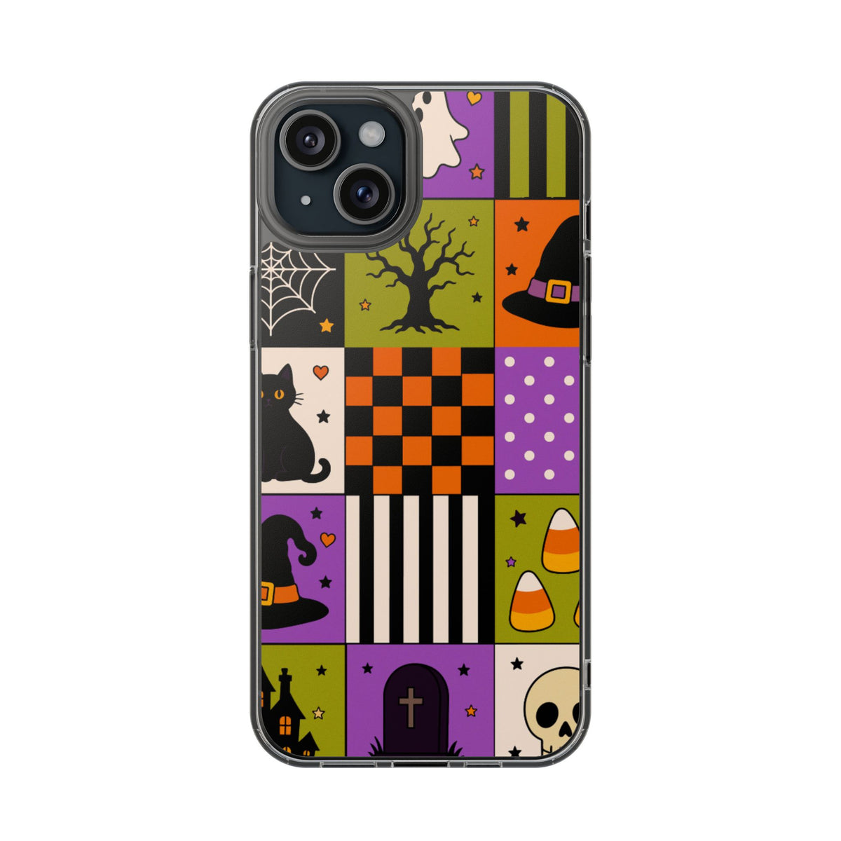 Clear Phone Case – Spooky Patchwork