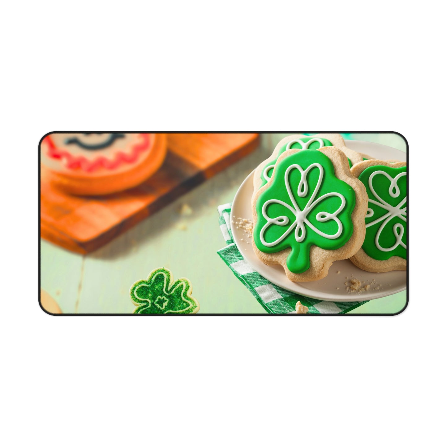 Neoprene Desk Mat – Shamrock Cookie St. Patrick’s Day Design