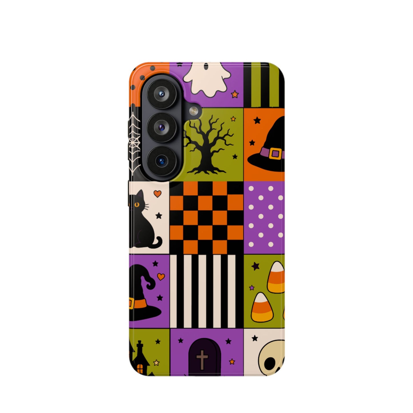 Wireless-Charging Compatible Case – Spooky Patchwork