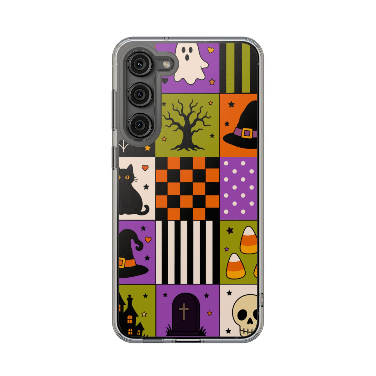 Clear Phone Case – Spooky Patchwork