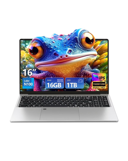 16" Windows 11 Pro Laptop - N100 Processor, 16GB RAM, 1TB SSD, FHD Display