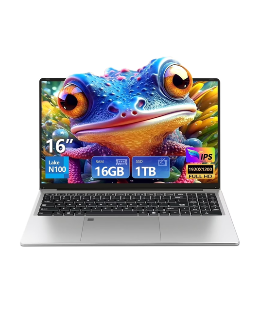 16" Windows 11 Pro Laptop - N100 Processor, 16GB RAM, 1TB SSD, FHD Display