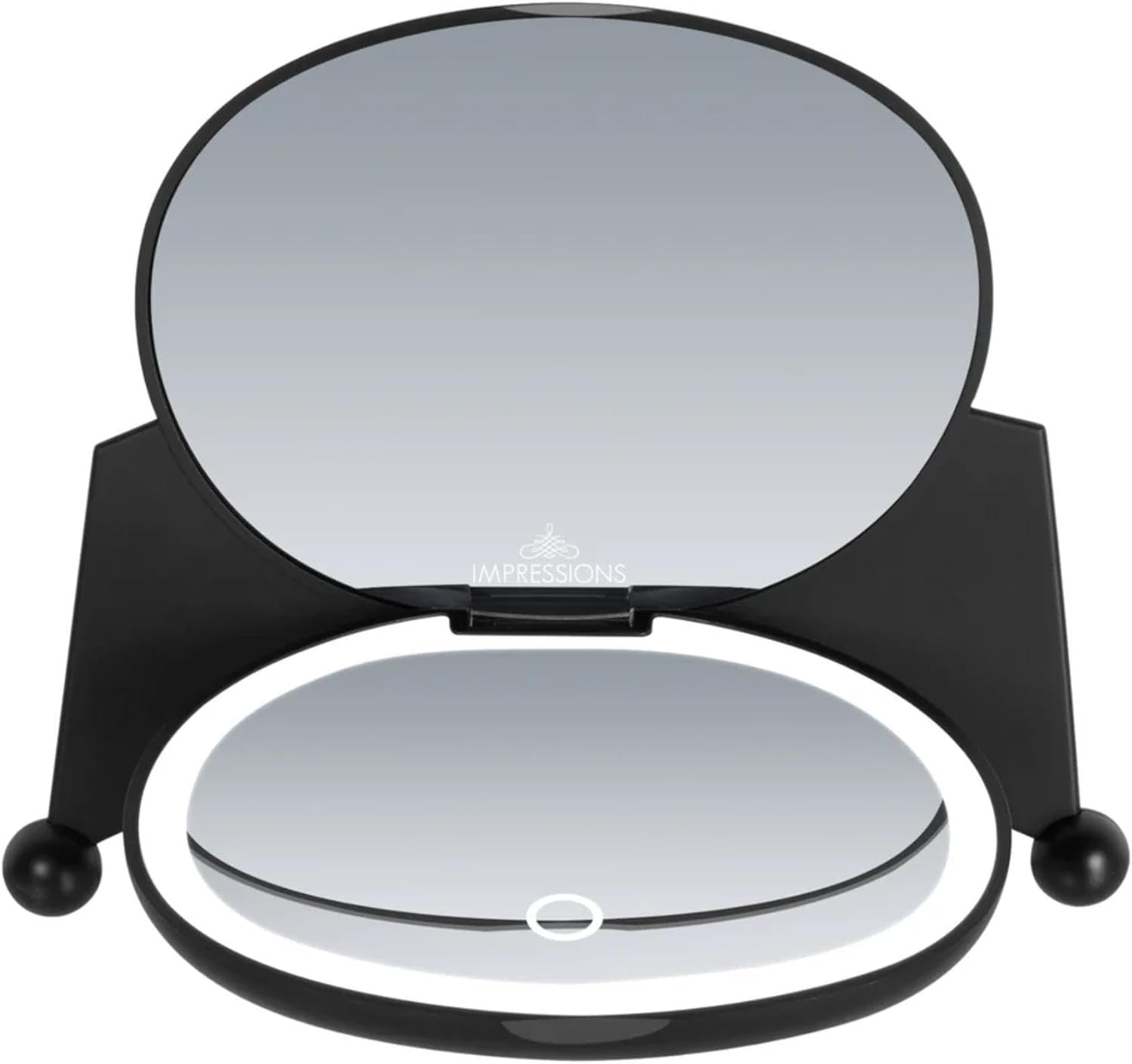 Impressions Vanity Kuromi LED Compact Mirror for Purse, Travel Lighted Makeup Mirror with 3X Magnification, Adjustable Brightness, Soft Touch Sensor Button, and Kuromi Figural Shaped Design