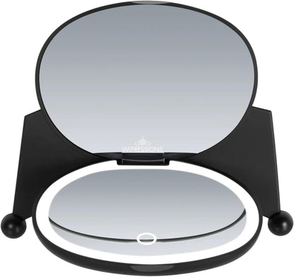 Impressions Vanity Kuromi LED Compact Mirror for Purse, Travel Lighted Makeup Mirror with 3X Magnification, Adjustable Brightness, Soft Touch Sensor Button, and Kuromi Figural Shaped Design
