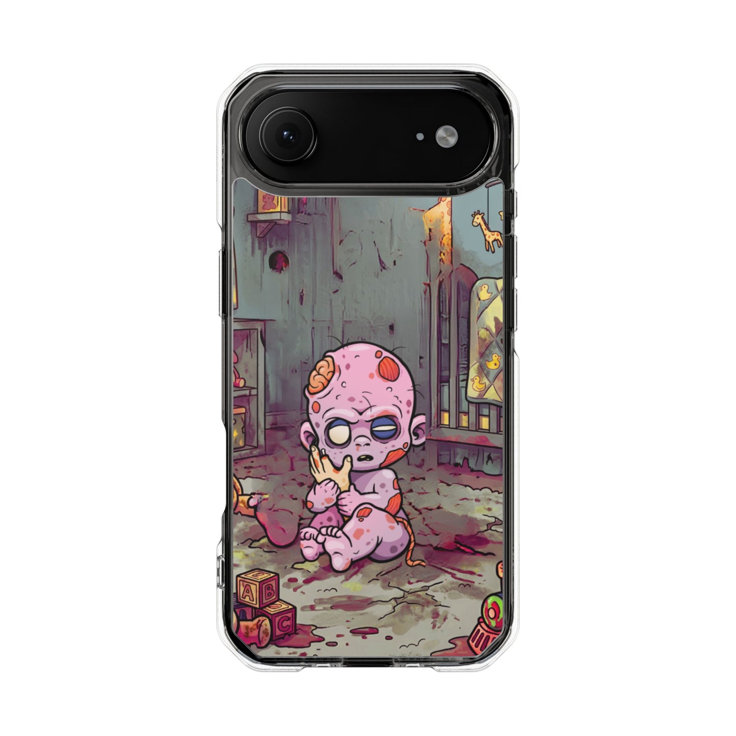 Clear Magnetic Phone Case — Cute Creepy Zombie Baby Design
