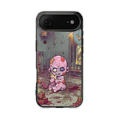 Clear Magnetic Phone Case — Cute Creepy Zombie Baby Design