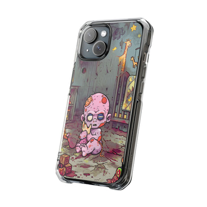 Clear Magnetic Phone Case — Cute Creepy Zombie Baby Design