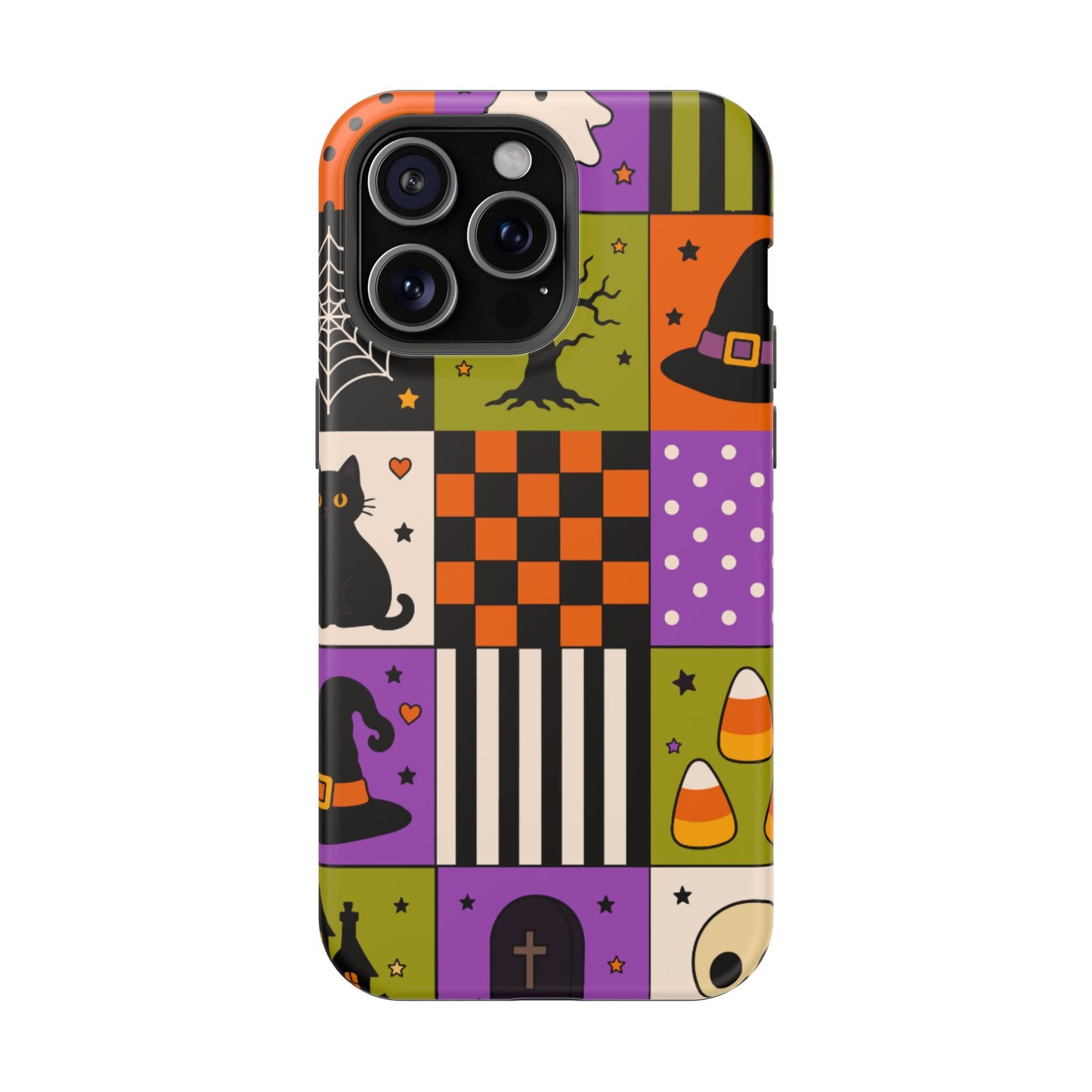 Wireless-Charging Compatible Case – Spooky Patchwork