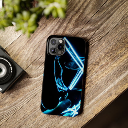 Neon Boba Slim Phone Case – Blue LED Tea Art