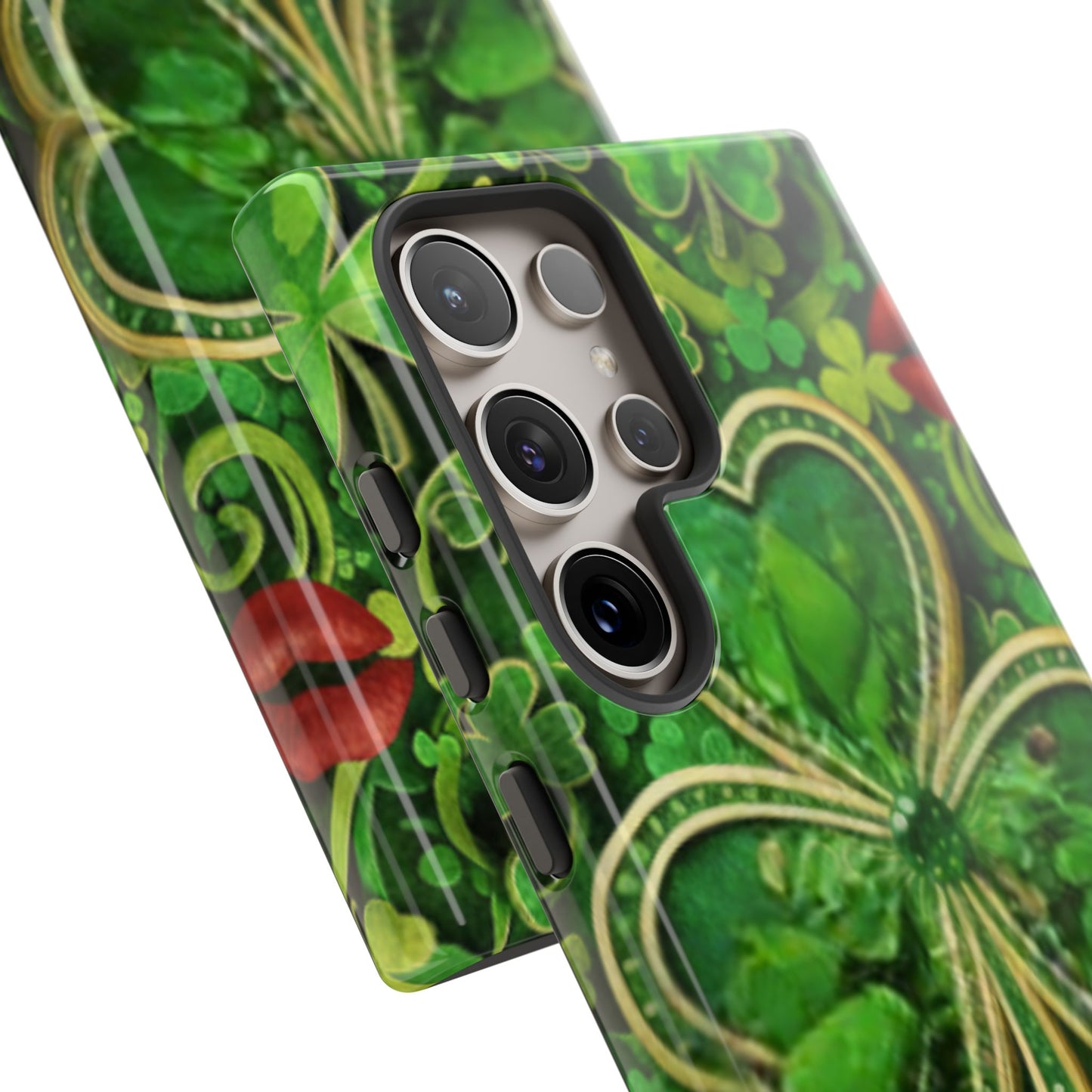 Tough Phone Case – Dual-Layer Protection with Shamrock Print