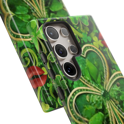 Tough Phone Case – Dual-Layer Protection with Shamrock Print
