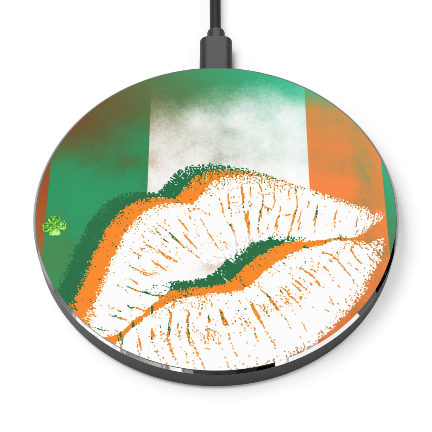 Wireless Charger – Irish Lip Print St. Patrick’s Day Design