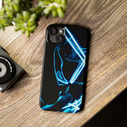 Neon Boba Slim Phone Case – Blue LED Tea Art