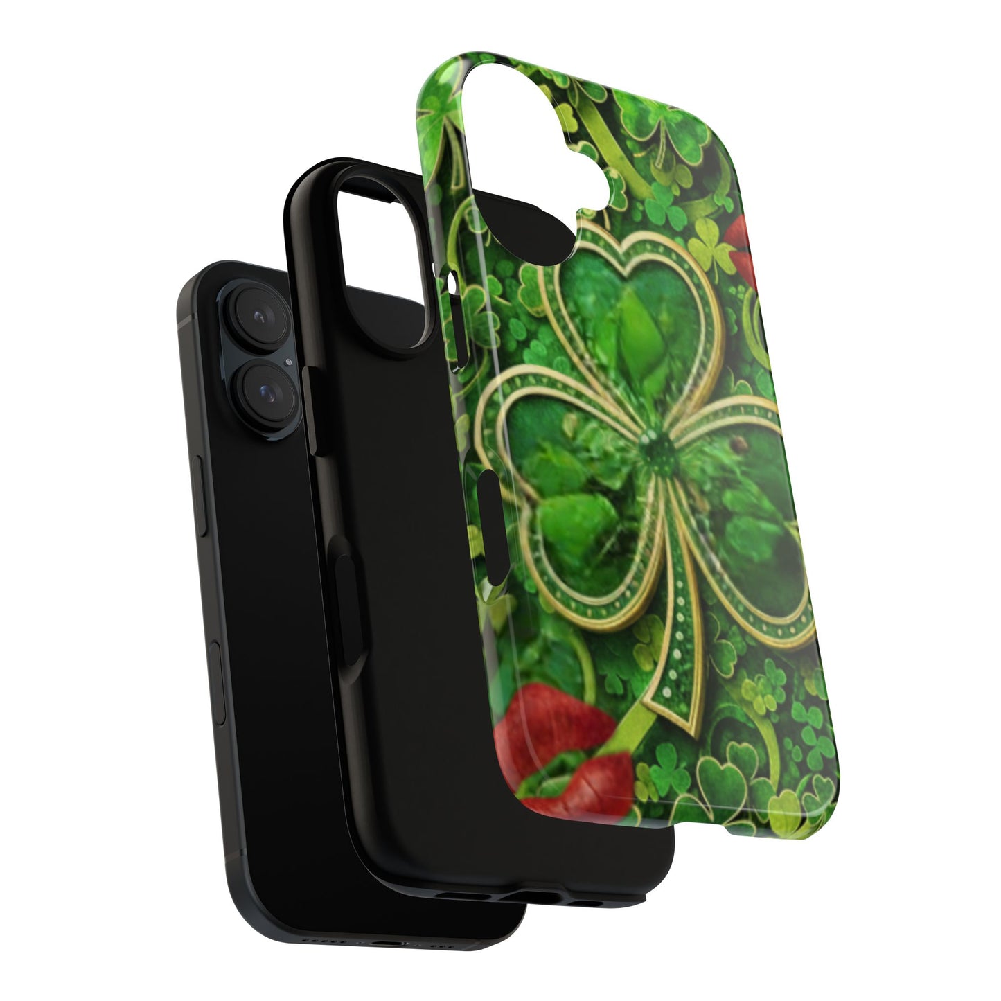 Protective Phone Case – Lucky Clover Kiss Shamrock Design