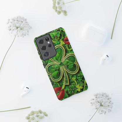 Tough Phone Case – Dual-Layer Protection with Shamrock Print