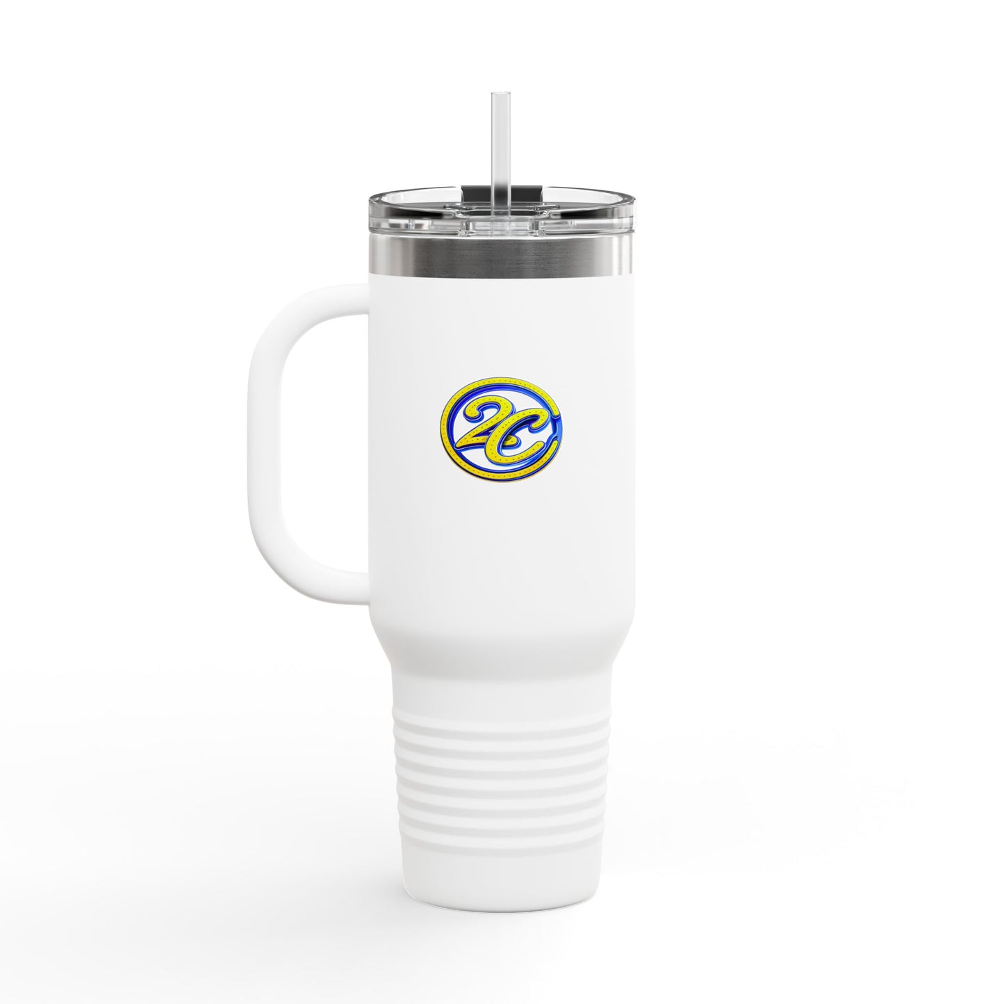40oz Insulated Travel Mug – 215 Connected Logo Handle Tumbler with Straw