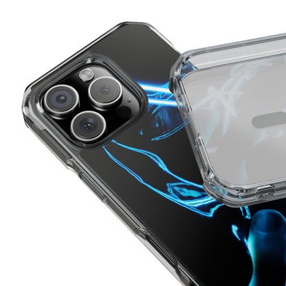 Clear Magnetic Phone Case — Blue Neon Light Design