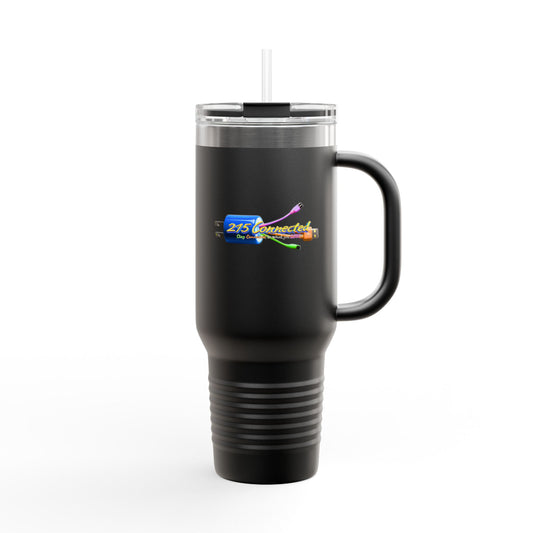 40oz Insulated Travel Mug – 215 Connected Logo Handle Tumbler with Straw