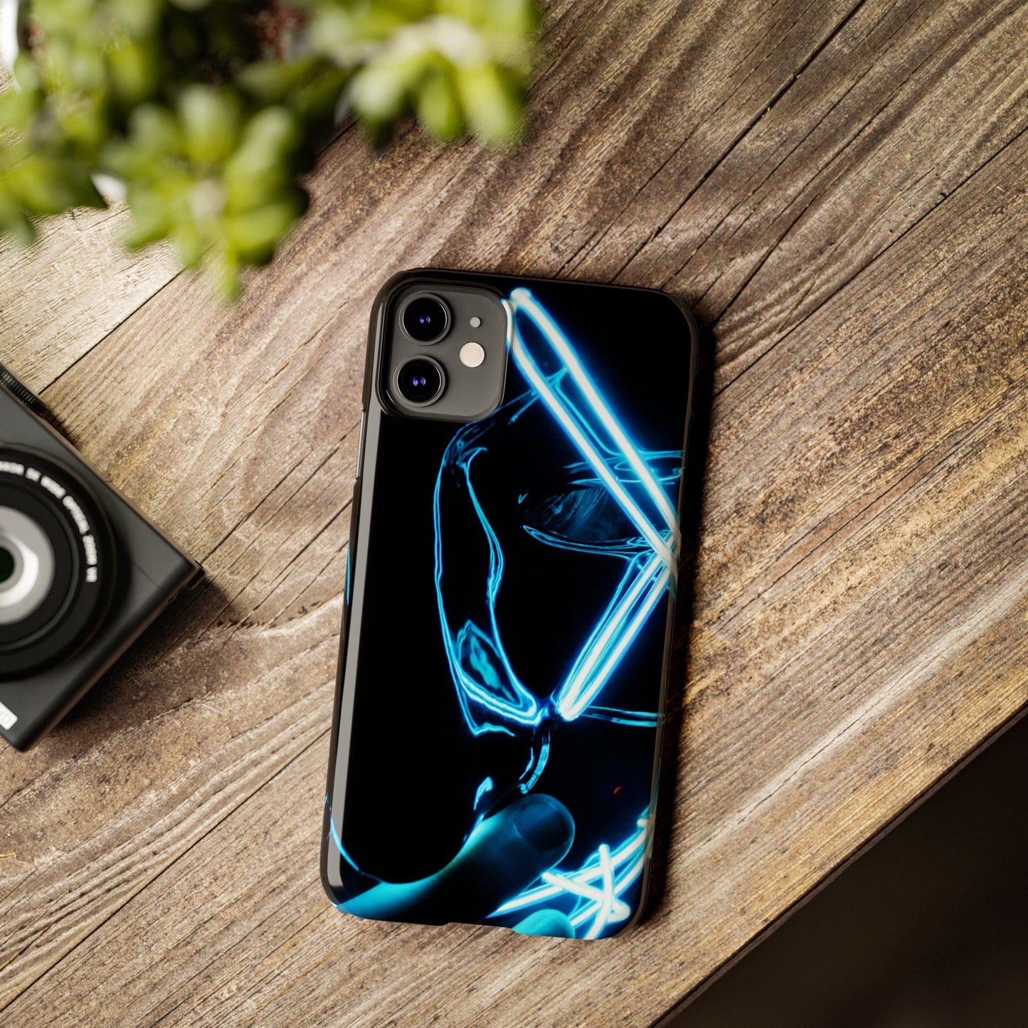 Neon Boba Slim Phone Case – Blue LED Tea Art