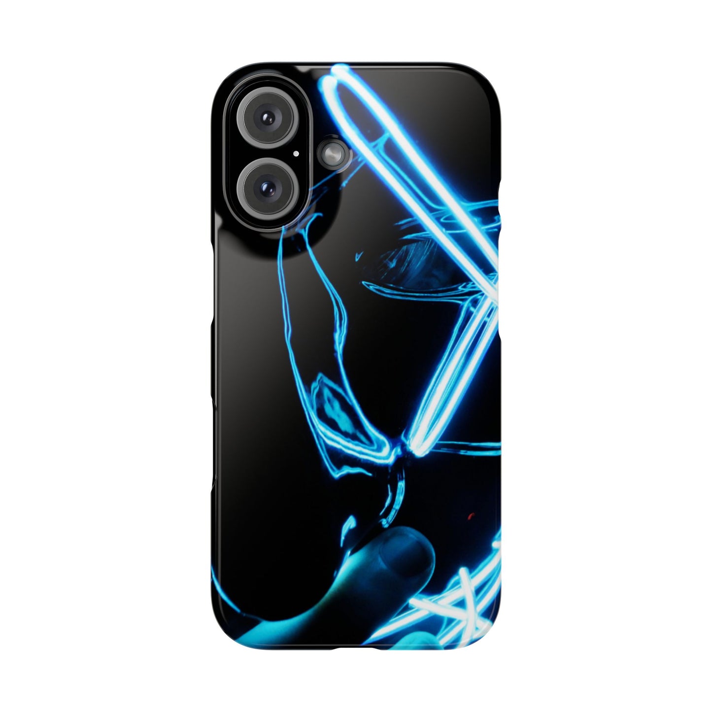 Neon Boba Slim Phone Case – Blue LED Tea Art