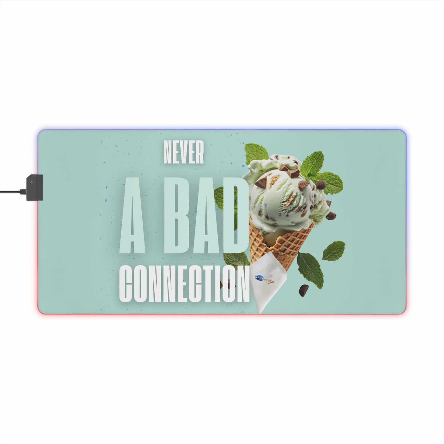 LED Desk Mat – Never a Bad Connection Mint Ice Cream Design