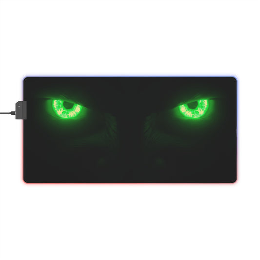 LED Gaming Mouse Pad – Neon Green Monster Eyes